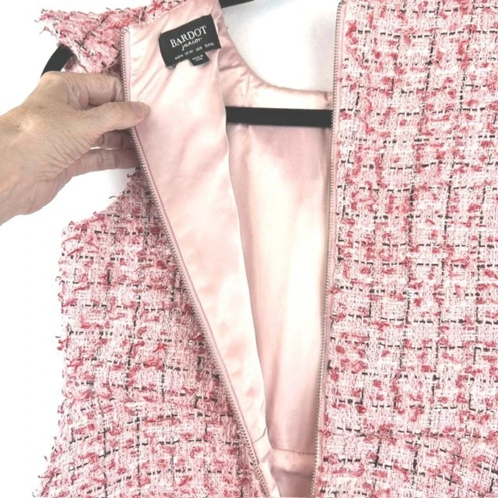 Bardot Junior Girls Pink Tweed Sequin Ruffle Dress Size 16 Kids Special Occasion